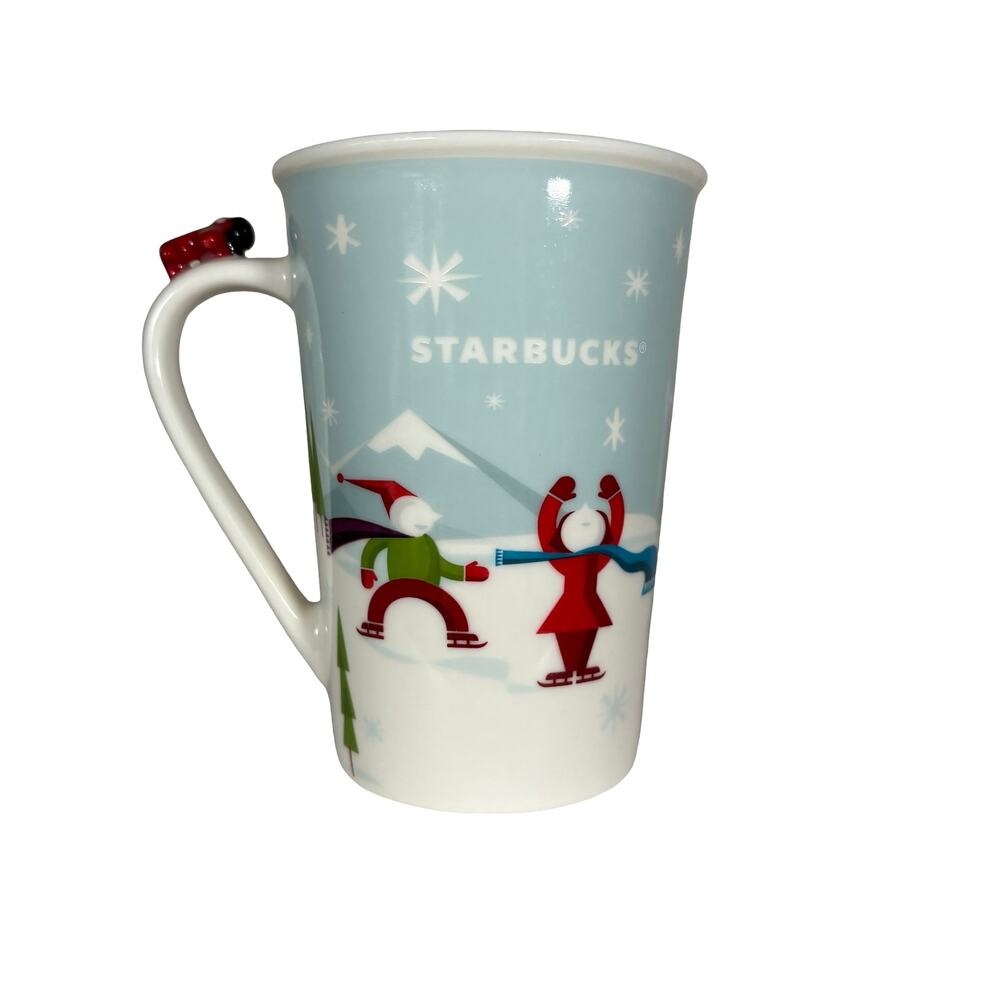 Starbucks 2011 Snow Day Airplane Handle Mug 8 oz